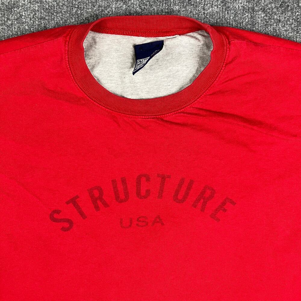 Structure T-Shirt Mens Size XL Red Casual USA Graphic Minimalist Logo Vintage